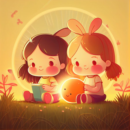 Cartoon kids with Easter ears. Generative Aiの素材