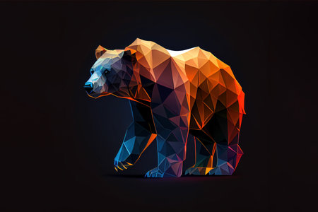 colored bear polygon low poly. Generative Aiの素材