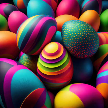 colorful easter eggs background. Generative Aiの素材