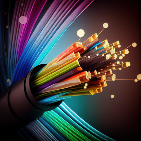 Connection of optical fiber cable. Generative Aiの素材