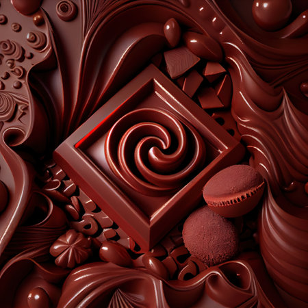 Composition of bars and pieces of different dark chocolate. Generative Aiの素材