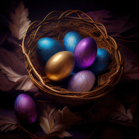 easter basket with eggs. Generative Aiの素材
