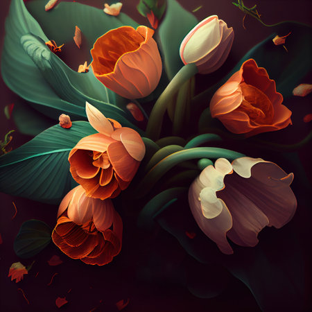 flowers background, postcard for March 8. Generative Aiの素材