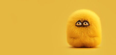 fur monster over yellow background, panoramic layout. Generative Aiの素材