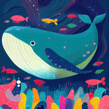 funny blue whale. Generative Aiの素材