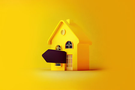 home over yellow background, concept of rent or sale. Generative Aiの素材