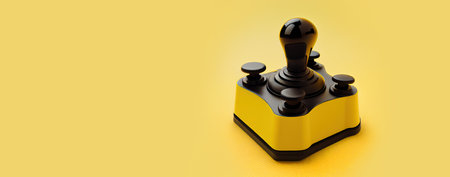 joystick on yellow background, panoramic layout. Generative Aiの素材