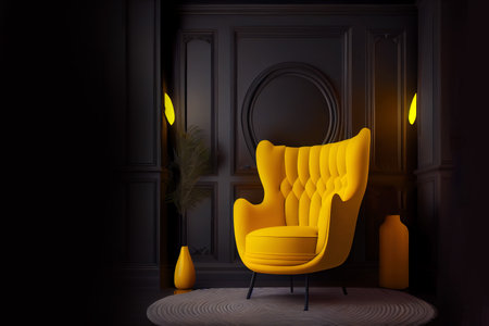 luxury yellow velvet armchair. Generative Aiの素材