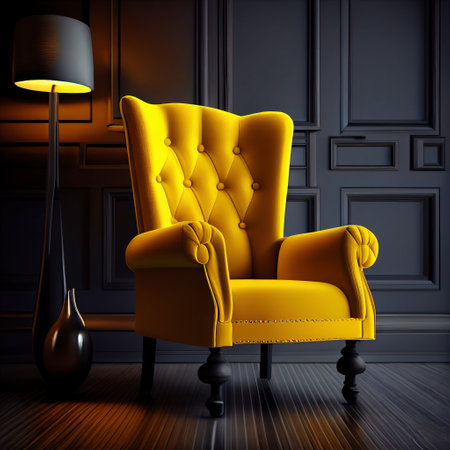 luxury yellow velvet armchair. Generative Aiの素材