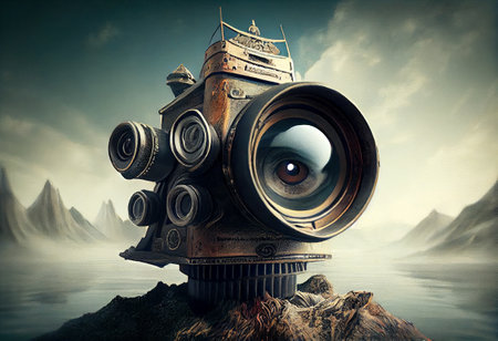 lenses with an eye, surreal concept. Generative Aiの素材