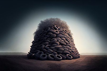 huge mountains of used car tires. Generation Aiの素材