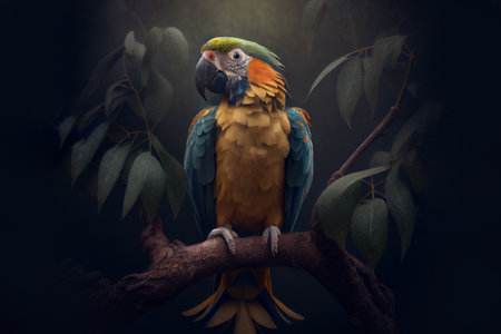 parrot on a branch. Generative Aiの素材