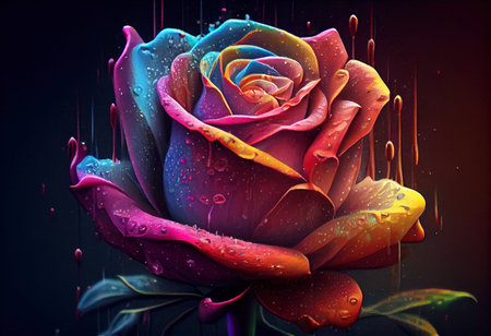 rainbow flower with colored petals. Generative Aiの素材