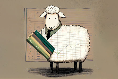 sheep holding stack of books. Generative Aiの素材