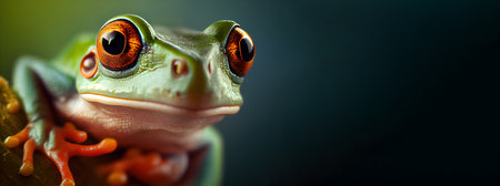 portrait of tree frog close-up, panoramic layout. Generative Aiの素材