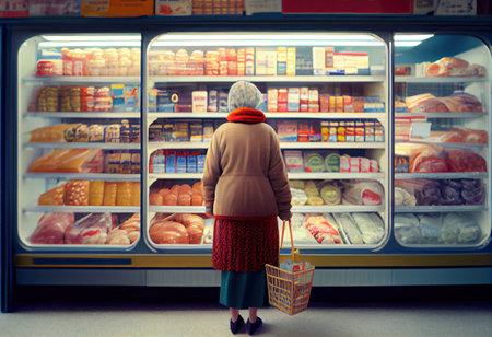 Woman shopping at the supermarket. Generative Aiの素材