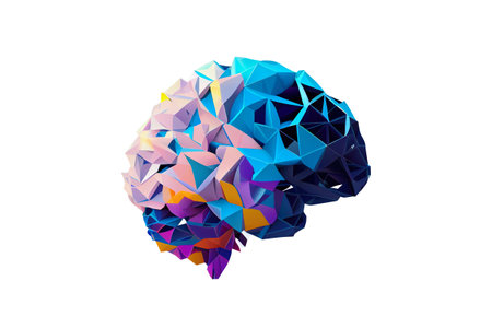 smart brain with polygons design, isolated on white background. Generative Aiの素材