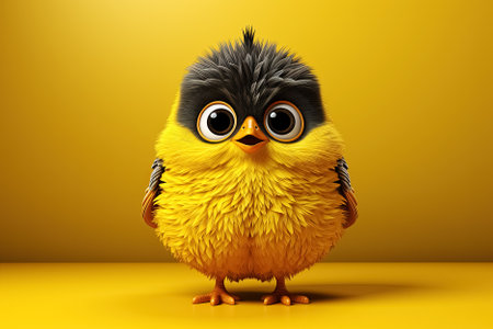 cute baby chicken over yellow background. Generative Aiの素材