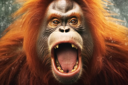 portrait of monkey screaming. Generative Aiの素材