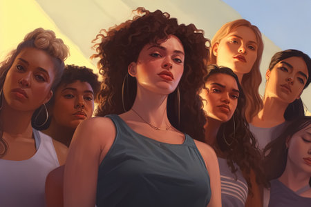 Banner for international women's day, many women. Generative Aiの素材