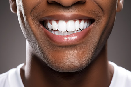 perfect male teeth close up. Generative Aiの素材