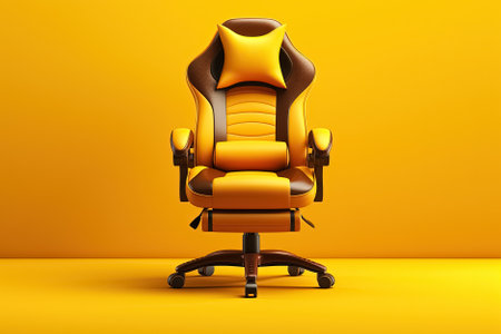 leather gaming chair on yellow background. Generative Aiの素材