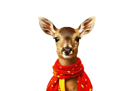 roe deer in sweater isolated on a white background. Generative Aiの素材