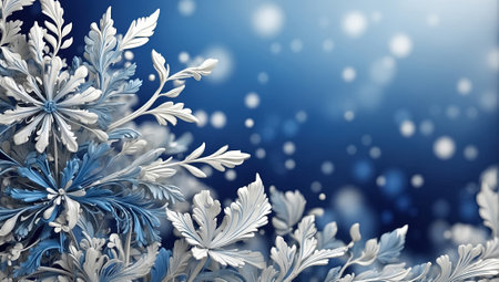 Winter background with snowflakes, snowflakes on a blue background. Generative Aiの素材