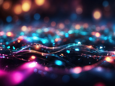 abstract background with bokeh defocused lights and rays of light. Generative Aiの素材