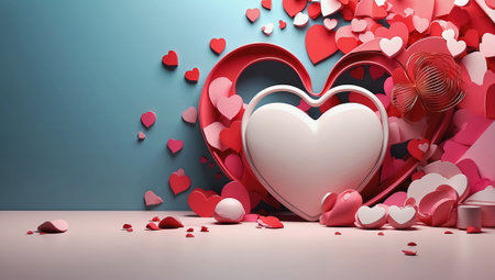 Valentine's day background with red hearts. Generative Aiの素材