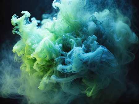 Colorful ink in water on a black background, abstract background. Generative Aiの素材