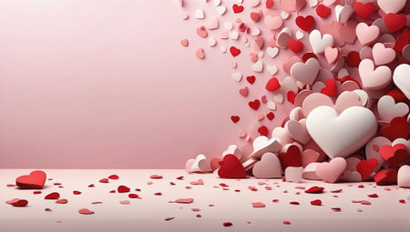 Valentine's day background with red hearts. Generative Aiの素材