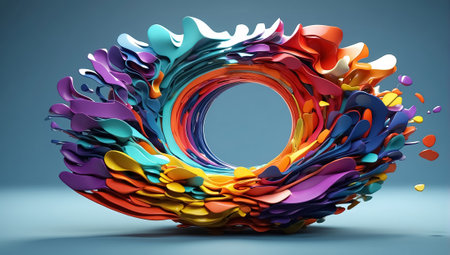 abstract colorful shapes in the form of a ring. Generative Aiの素材
