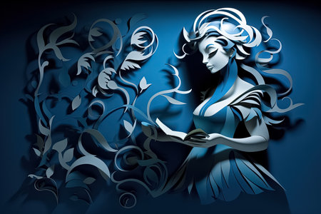 3D beautiful woman reading a book in the dark. Generative Aiの素材