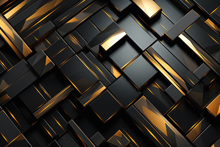 Abstract background of black and golden geometric shapes. Generative Aiの素材