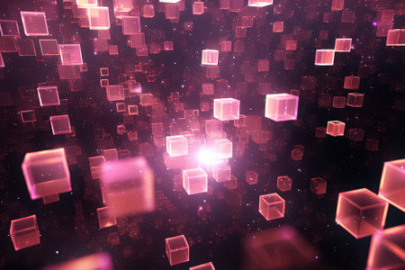 Abstract background with 3d cubes and lights. Generative Aiの素材