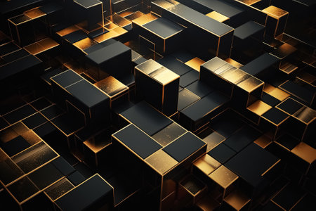 Abstract black and gold background. Generative Aiの素材