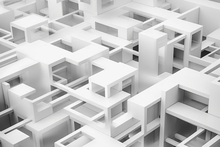 Abstract 3d chaotic white geometric forms. Futuristic background. Generative Aiの素材