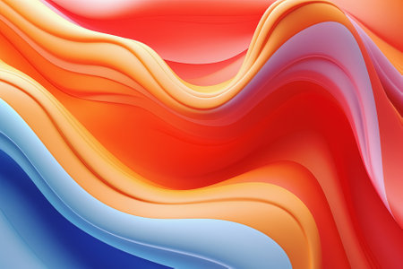 abstract background with smooth wavy lines in orange and blue colors. Generative Aiの素材
