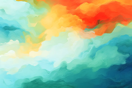 Abstract watercolor background. Blue, orange and yellow colors. Generative Aiの素材