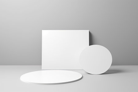 white podium for product display. Abstract background. Generative Aiの素材