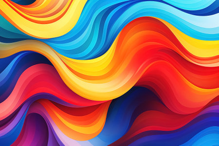 abstract colorful background with smooth lines of different colors. Generative Aiの素材