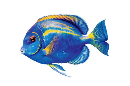 blue tropical fish isolated on white background. Generative Aiの素材