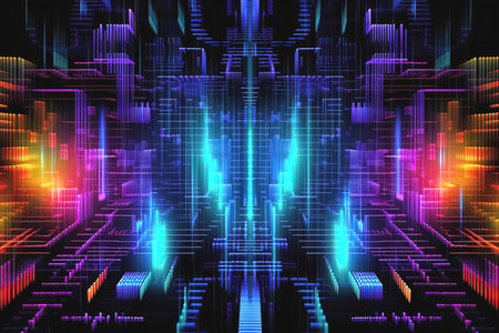 abstract fractal background with neon lights. Generative Aiの素材