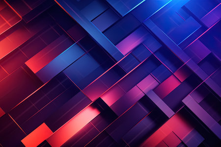 Abstract geometric background with red, blue and violet stripes. Generative Aiの素材
