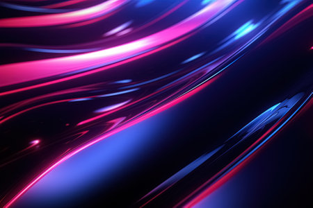 abstract background with smooth lines in blue, purple and pink colors. Generative Aiの素材