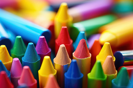 Colorful crayons background. Close up. Generative Aiの素材