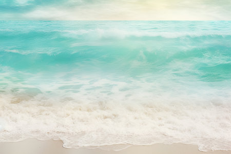 Soft wave of the sea on the sandy beach. Nature background. Generative Aiの素材