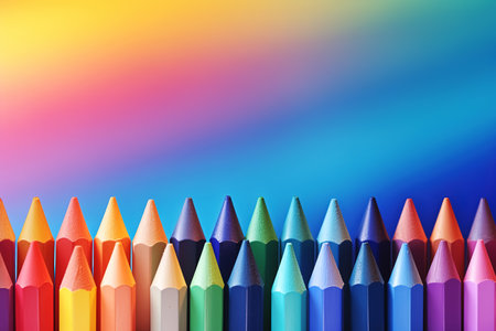 Colorful crayons on rainbow background. Back to school concept. Generative Aiの素材