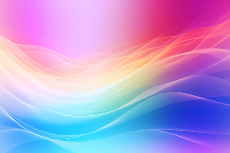 Abstract background with smooth lines in pink, blue and purple colors. Generative Aiの素材